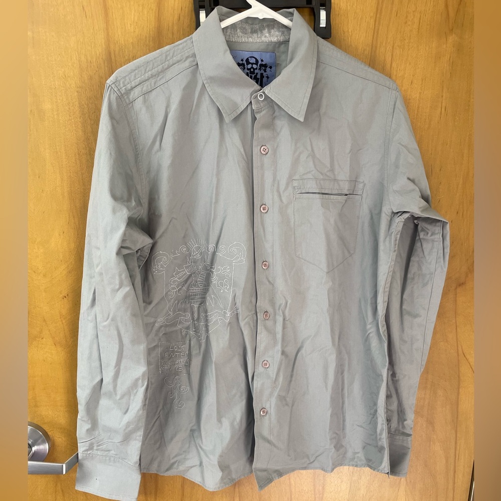 Lost Enterprise Long Sleeve Mens Size M Button Down Shirt Embroidered Design
